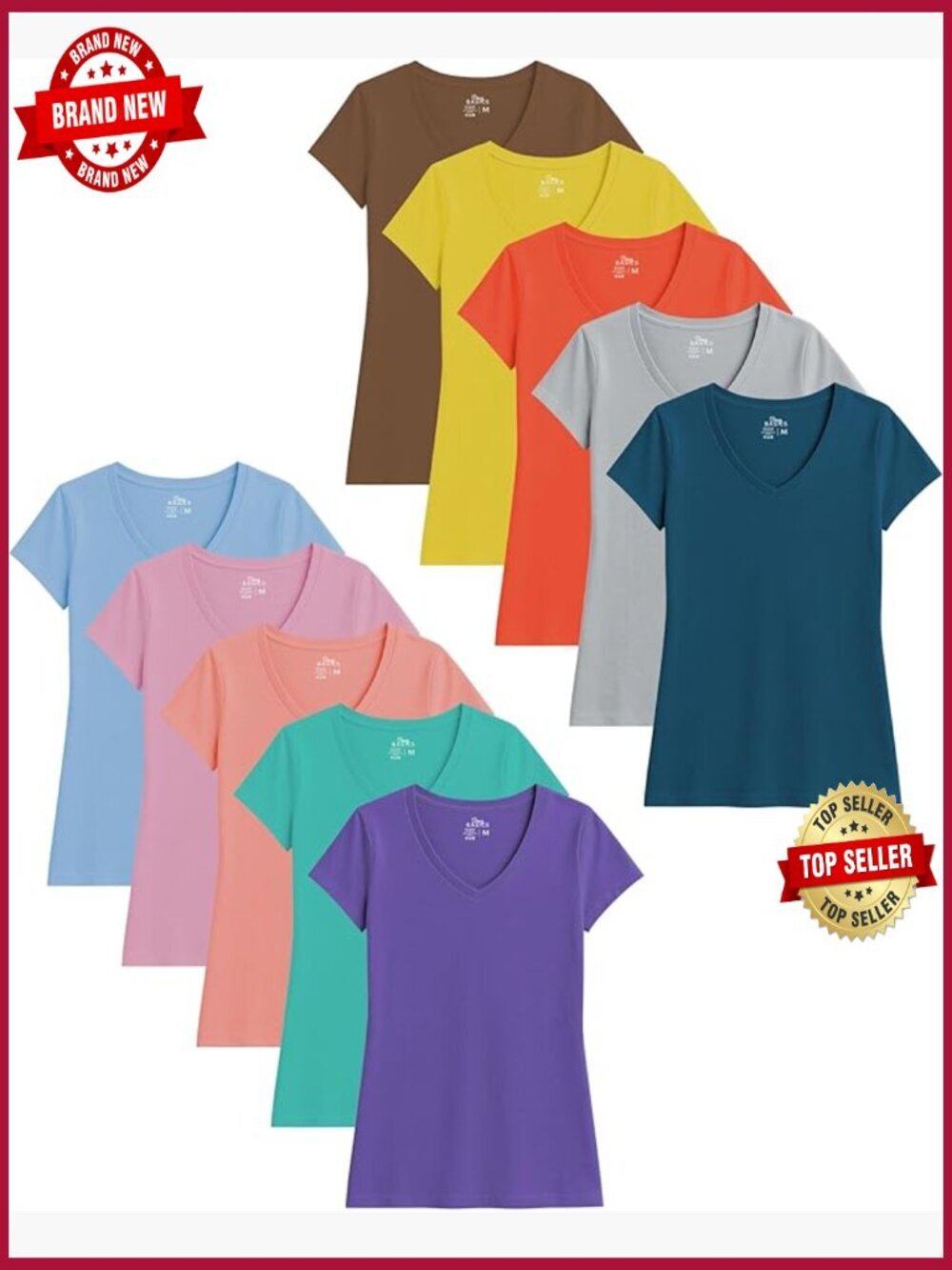 Cotton Stretch V Neck T Shirts Multi Pack Short Sleeve Tops